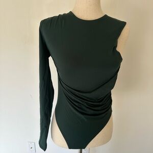 Zara Dark Green One-Sleeve Bodysuit